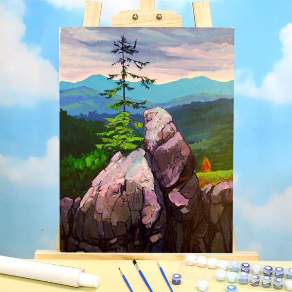 

paintings landscape rock. etude diy paint by numbers kit acrylic paints 40*50 oil painting wall children art drawing
