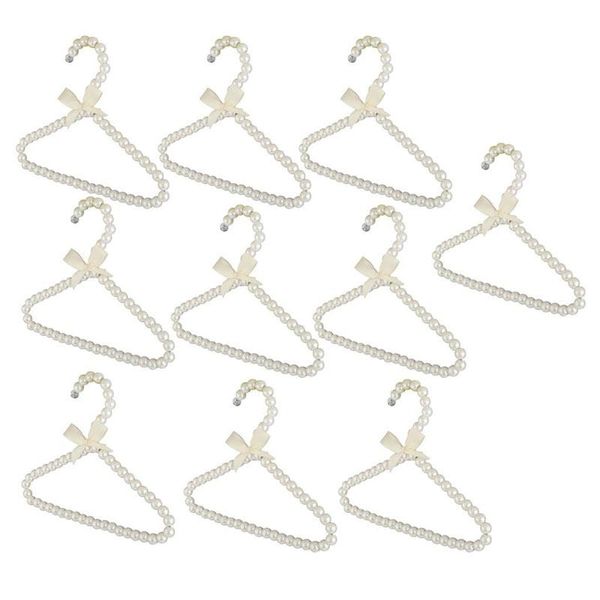 

clothing & wardrobe storage 10pcs pearl beaded clothes pants hanger trousers dress holder with bowknot white