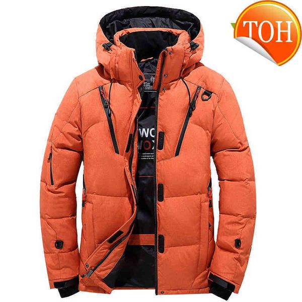 

men's winter white duck down jacket thicken snow parka overcoat men windbreaker tace & shark outwear coat size m-4xl, Black