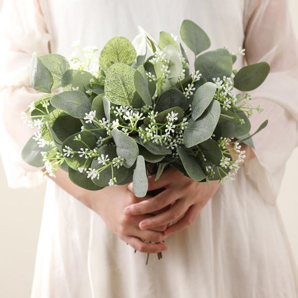 

decorative flowers & wreaths eucalyptus stems silver leaves artificial silk plants greenery decor home diy garden wedding decoration floral