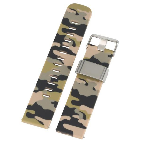 

watch bands camouflage brown silicone wristwatch strap 22mm convenient quick release spring bar band durable stainless steel buckle, Black;brown
