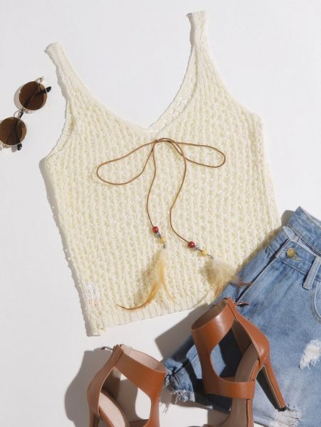 

knot front feather detail cover up 91vh#, White;black