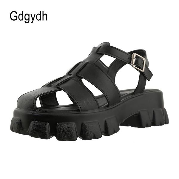 

sandals gdgydh summer platform sneakers women thick bottom chunky heel gladiator roman style female footwear, Black