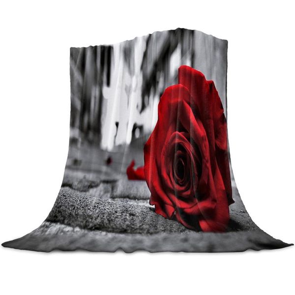 

blankets rose red flowers retro street home textile blanket cover decorative fleece for sofa bed throw kids adults
