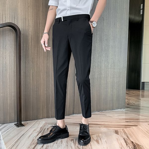 

vero new primavera simples homens vestido casuais todos os jogos moda 2021 tornozelo comprimento magro ajuste calas de negcios formal lcug, Black