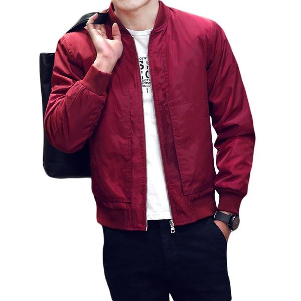 

men's jackets casual bomber jacket men plus size xxxxl slim basic for boys long sleeve stand zipper outerwear coat male, Black;brown