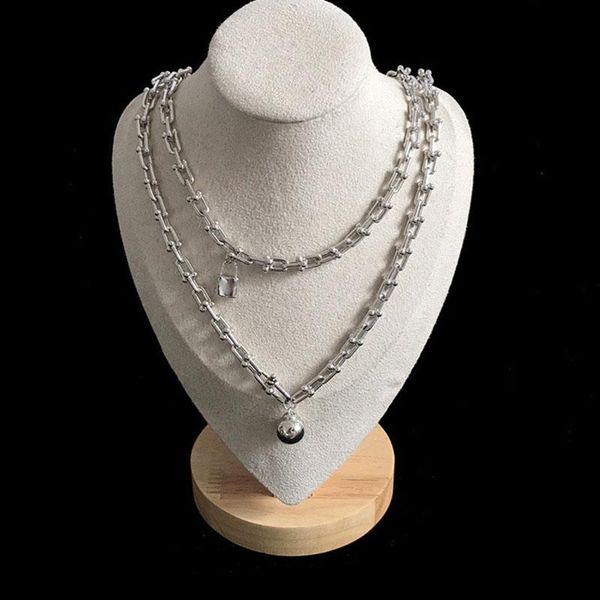 

chains luxury jewelry for women men necklaces punk high-quality couple accessories wedding gifts korean fashion with logo wholesale, Silver