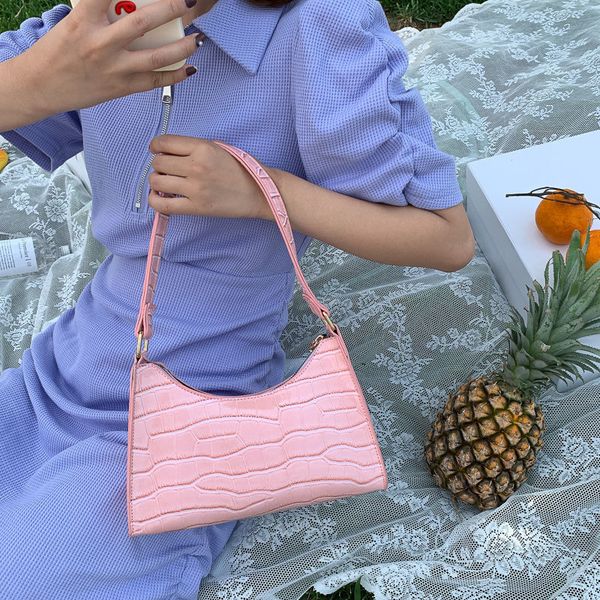 

HBP Women bag female summer fashion Alligator Plain texture underarm minority stick Versatile Single Zipper pu Shoulder Bags Handbags 5 colors, Yellow