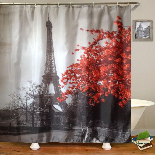 

shower curtains lanke curtain scenic tower pattern,waterproof for toilet bathroom home decor, 12pcs hooks,180*180cm