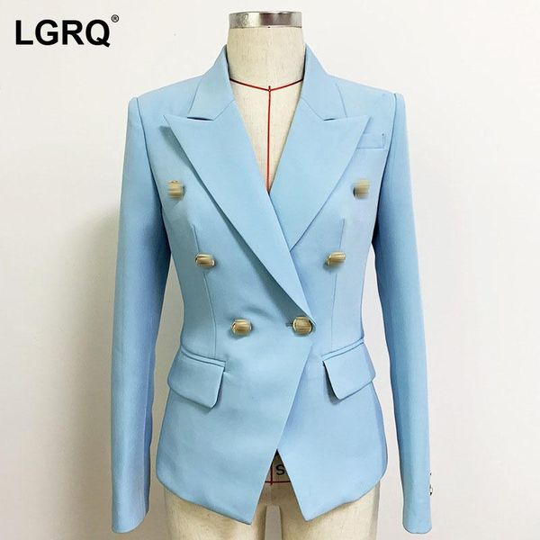 

women's jackets [lgrq] blue temperament casual slim designer jacket lapel long sleeve women coat fashion tide autumn winter 2021 19d114, Black;brown
