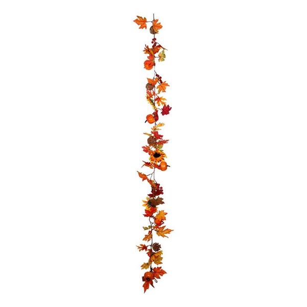 

fall garland, artificial berries sunflower pine cones pumpkin for wedding party dinner fireplace door decor