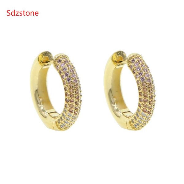 

hoop & huggie woman jewelry women's earrings 2021 circle gold color round with stones zirconia creole earring, Golden;silver