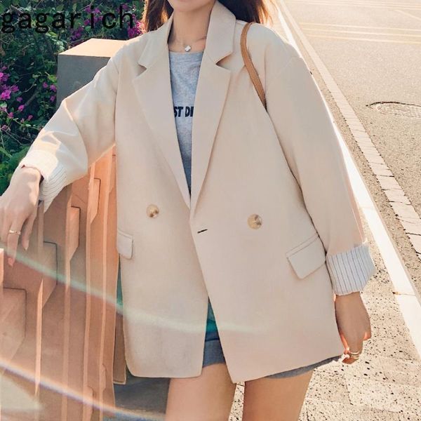 

women's suits & blazers gagarich woman chic 2021 autumn korean ins fashion solid simple turn down collar versatile long sleeves female, White;black