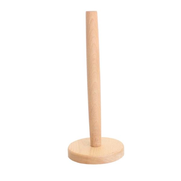 

holder rack durable kitchen tools storage wooden paper towel stand beech roll organizer round