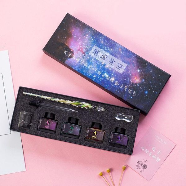 

starry sky glass dip pen set calligraphy pen glass signature writing draw