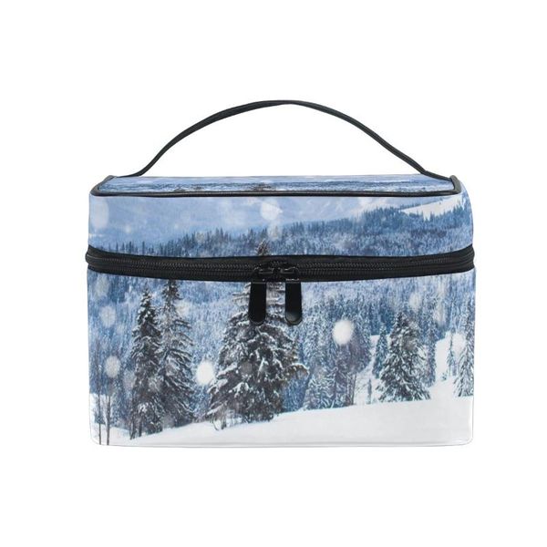 

fengju cosmetic bag portable travel organizer hanging toiletry case storage tote for girls woman mountain winter wood