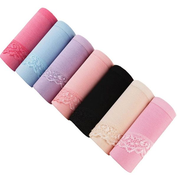 

women's panties 7pcs/lot underwear women cotton girls briefs slim calcinha lingerie print shorts panty g string for underpant, Black;pink