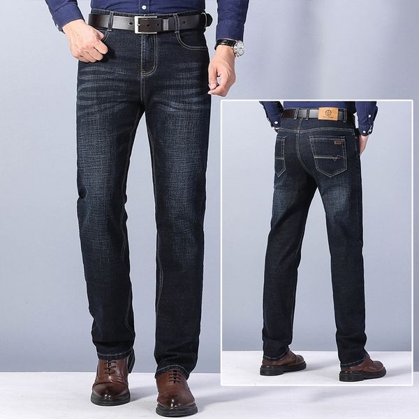 

jeans 2021 autumn winter new loose elastic high-end straight business men's large pants, Blue
