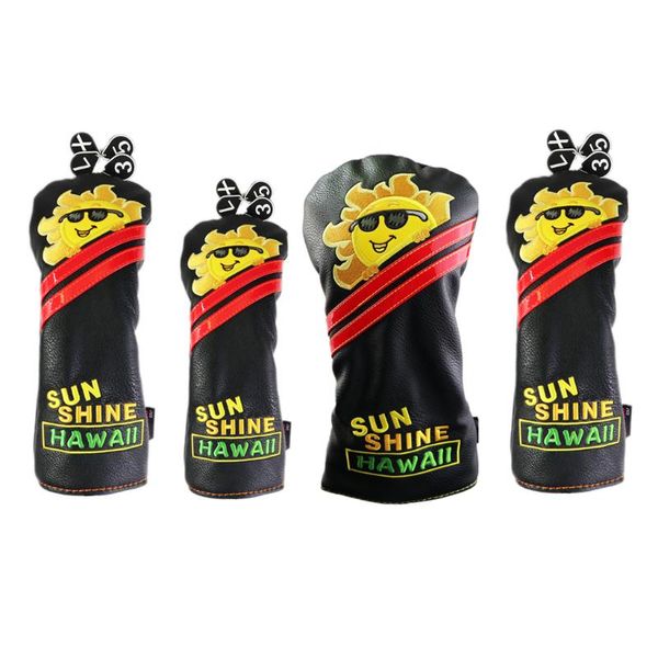 

club heads set of 4 golf wood head covers no. 1 3 5 ut funny sun woods driver headcover with interchangeable no.tag