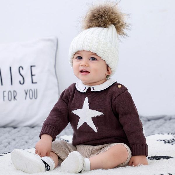 

pullover 3 - 24m baby cotton knit khaki round neck clothes for boy spring and autumn sweaters toddler stylish warm coat, Blue