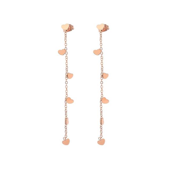 

dangle & chandelier long tassel heart drop earrings for women elegant girl silver color stainless steel jewelry gift 2021 korean fashion