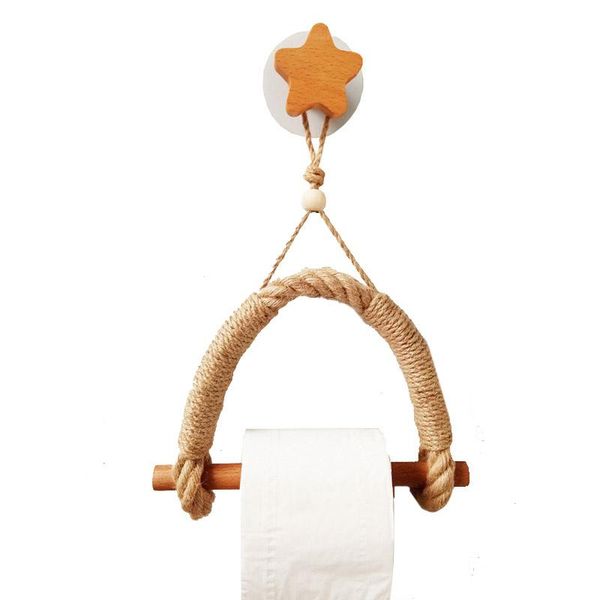 

toilet paper holders 1pc retro tissue rack wood knit rope holder wall mounted towel hanging shelf for home bathroom decoration