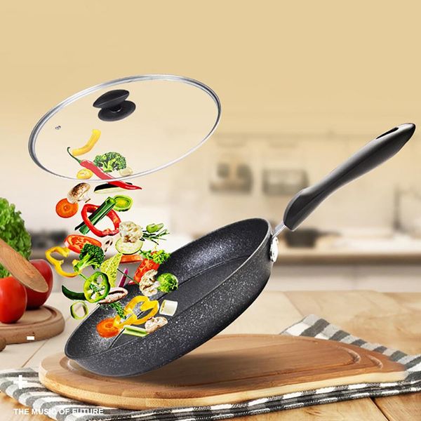 

28/30cm frying pan use for gas & induction nonstick coating 6 layers bottom no oil-smoke breakfast grill pan cooking pot