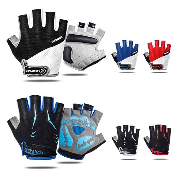 

cycling gloves summer half finger breathable silicone non-slip -absorption sports fitness mtb road bike men, Black