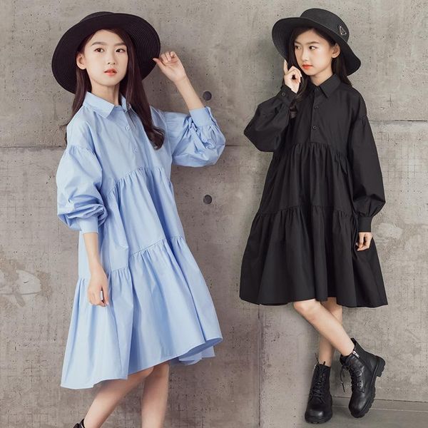 

girl's dresses 2021 girls autumn cotton dress elegant kids shirt layered teen children clothes buttons baby clothing fashion,#6453, Red;yellow