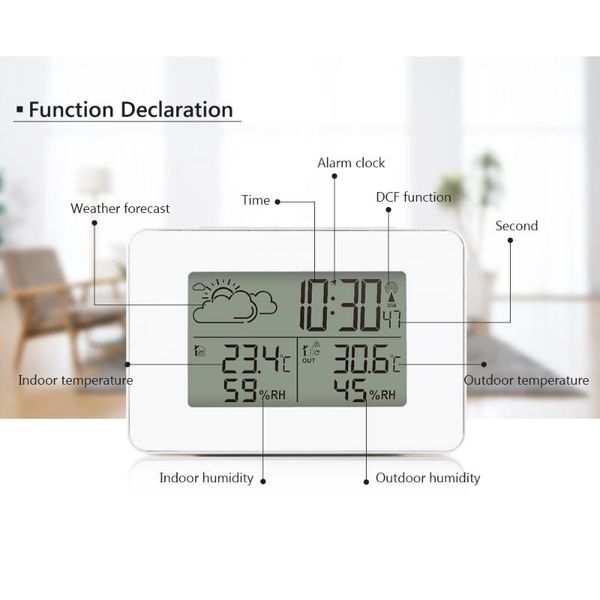 

alarm clock digital watch temperature humidity sensor barometer forecast weather station electronic desk table clocks