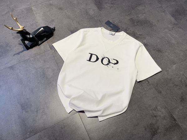 

luxury design summer fashion do + pin letter embroidery short sleeve t-shirt round neck loose casual, White