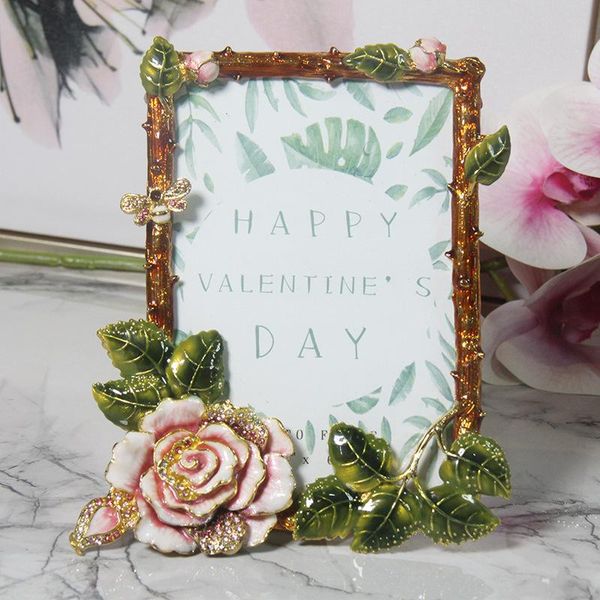 

frames european creative po frame ornaments enamel color metal mirror tray jewelry ring storage plate wedding gifts