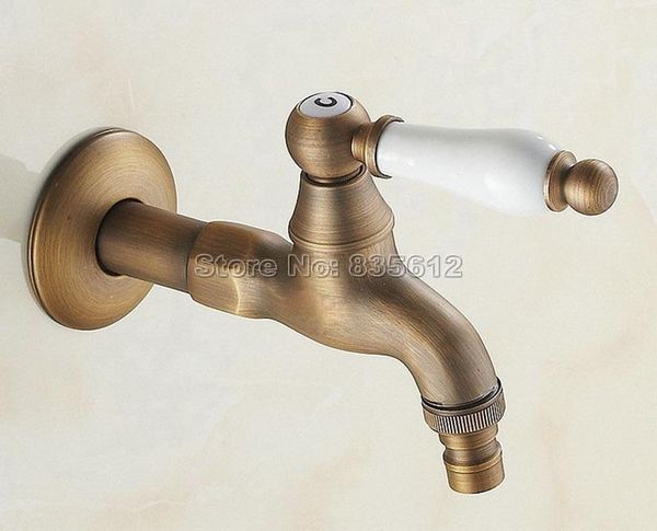 

antique brass ceramic handle wall mounted washing machine taps faucet wav105