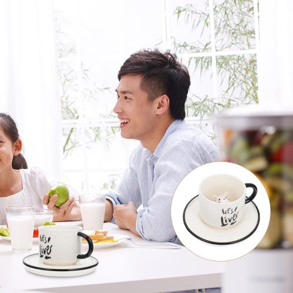 

mugs 1 set practical storage cup breakfast water mug simple with tray (grey)