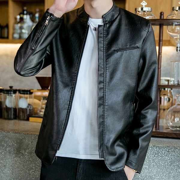 

autumn new slim casual jacket men's korean fit fashion youth coat leather large, Black;brown