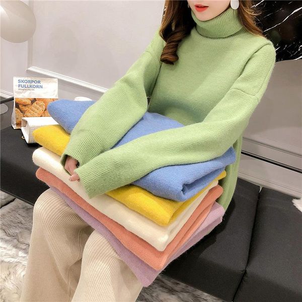 

women's sweaters 2021 ins fashion women turtleneck winter thick warm pullover cashmere sweater jumper soft knitwear, White;black