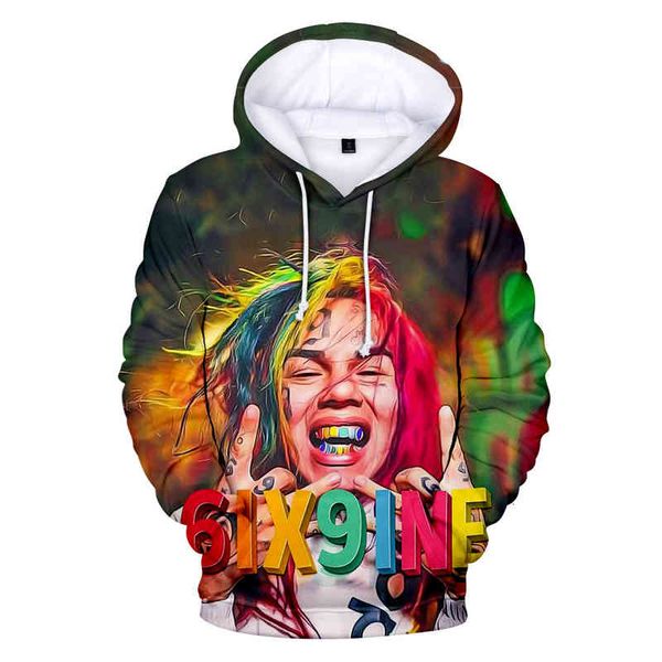 

women's hoodies & sweatshirts creative 6ix9ine hoodies gooba rainbow streetwear oversized sweatpants hoodtons hip hop casual personalit, Black