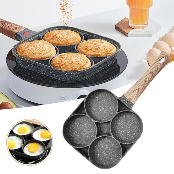 

1pc four-hole frying pot pan thickened omelet pan non-stick egg pancake steak cooking egg ham pans breakfast maker cookware