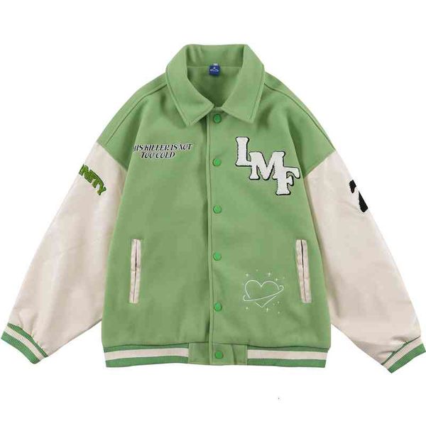 

men's jackets harajuku streetwear varsity jacket cupid towel embroidery patchwork baseball hip hop fashion couple college coats ry8t, Black;brown