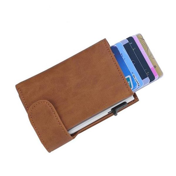 

dienqi rfid genuine leather men wallets card holder slim thin smart magic wallet small short coin purse male 2020 brow jllzyo