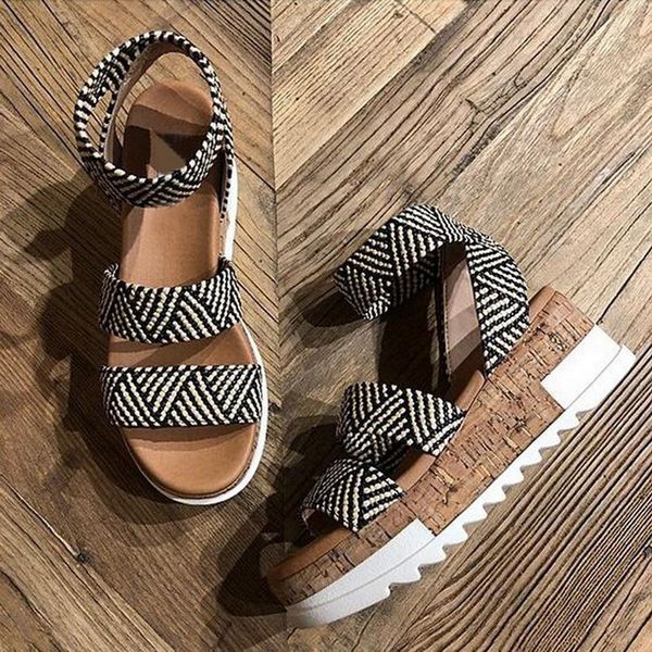 

dress shoes summer wedges heel sandals fashion open toe platform women plus size pumps 2021 femme, Black