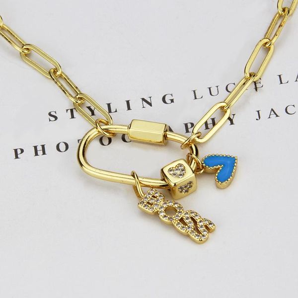 

pendant necklaces sunsll gold copper square lock screw buckle necklace cz multi-accessories for women / men's party birthday gifts, Silver