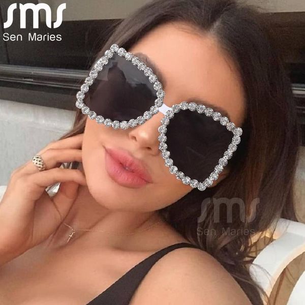

sunglasses 2021 women oversized diamond designer sun glasses ladies luxury shades for wholesale bulk oculos, White;black
