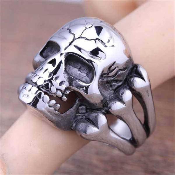 

cluster rings fashion men personalized gothic bone skull biker ring jewelry size 7-13 female band glamour gift, Golden;silver
