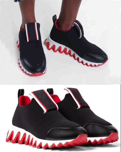

2021s couple's casual shoe sneakers luxury designer shoes red bottom homme soft sneaker,black tiketa slip on reds sole runner neoprene