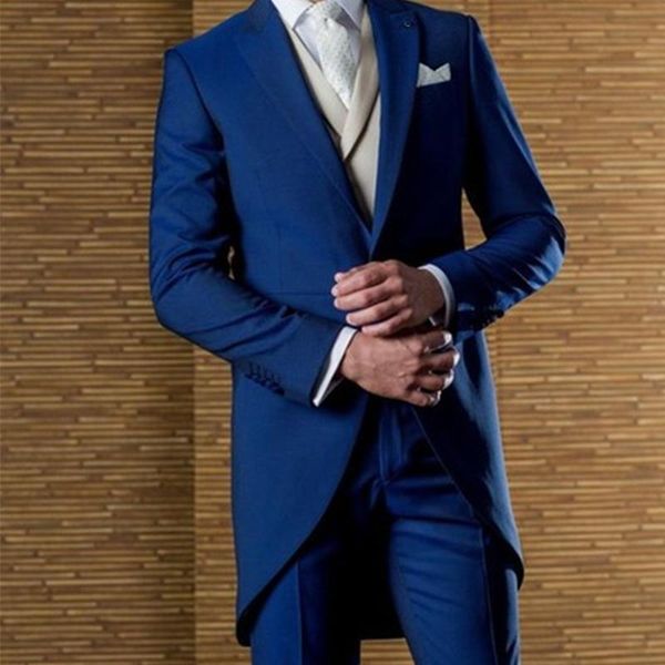 

men's suits & blazers tailor made fashion gentlemen navy blue long men slim fit groom tuxedo for wedding dress dinner party male clothi, White;black