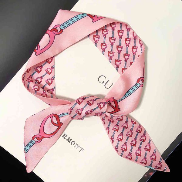 

spring summer small long twill silk scarf for women horse double printed elegant ladies neck scarves hair scarf handbag ribbons284q, Blue;gray