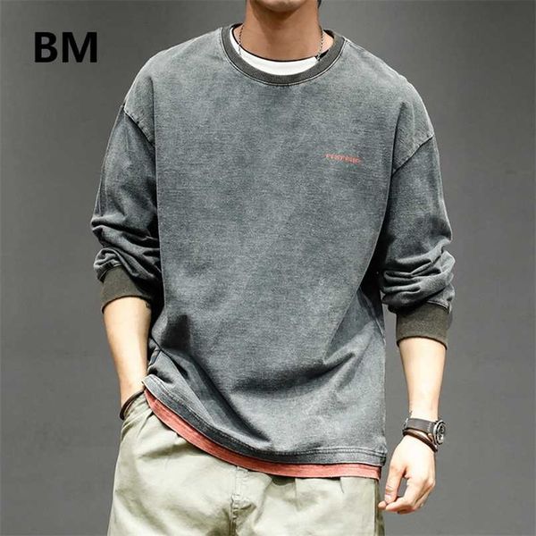 

casual distressed pullover autumn harajuku sweatshirt streetwear crew neck pullover hip hop fashion clothes men clothing 211014, Black