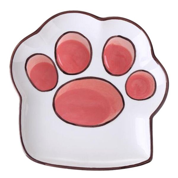 

mugs 1pc home ceramic food serving plate cartoon cat claw pattern dessert