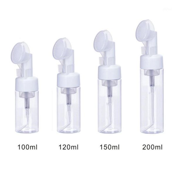 

storage bottles & jars transparent face wash portable bottle dispensing press-type makeup remover water with white brush